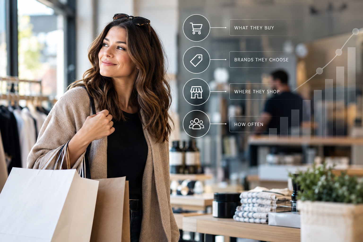 B2E Shopper Insights in a modern boutique