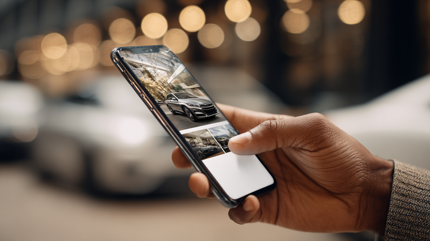 Ad Personalization - Men looking at his phone and is viewing a personalized car dealership ad